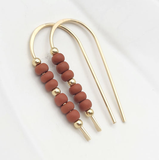 Fall Color Beaded Earrings in 14k Gold Filled - Burnt Sienna