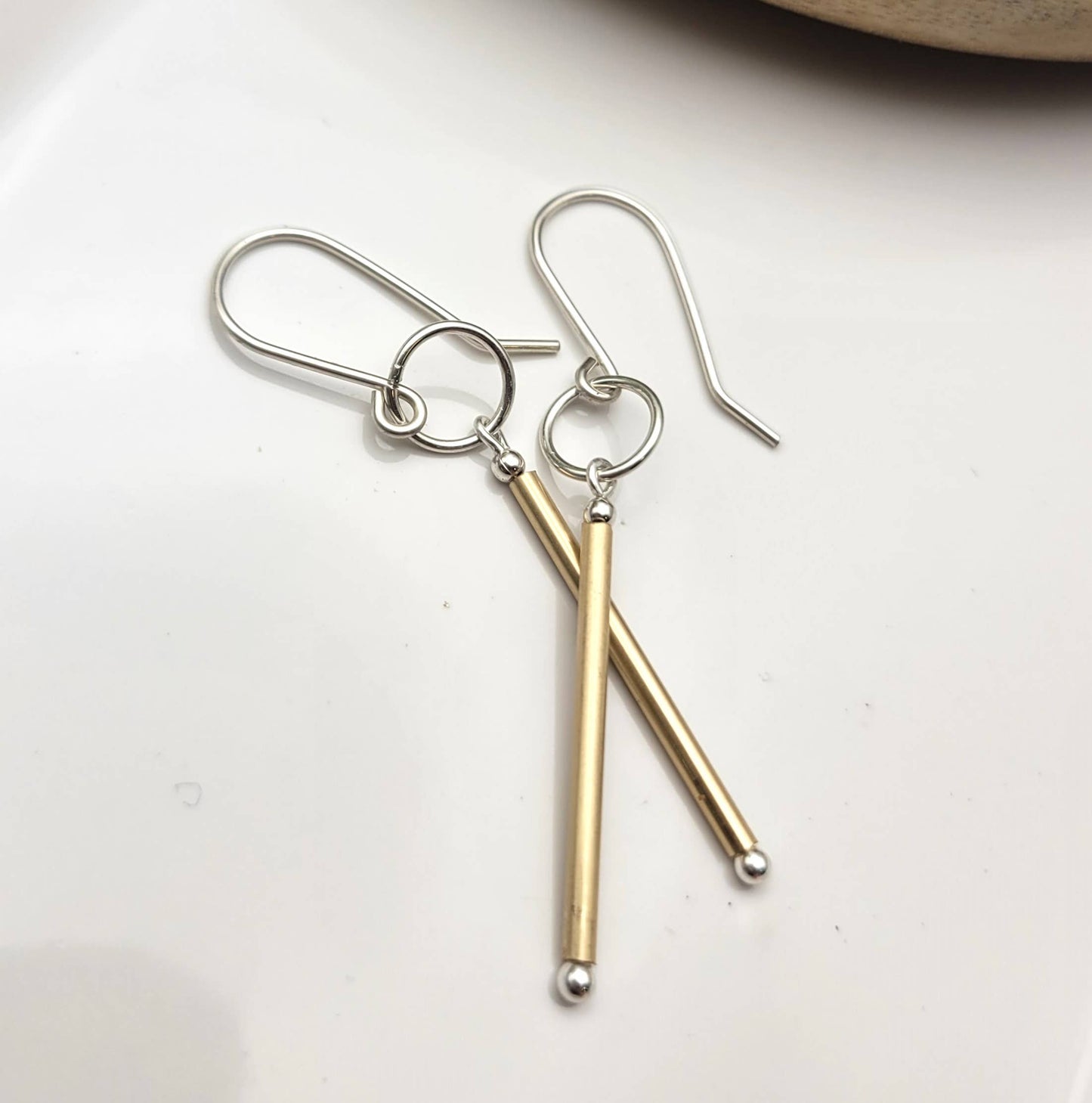 Gold Bar Dangle Earrings