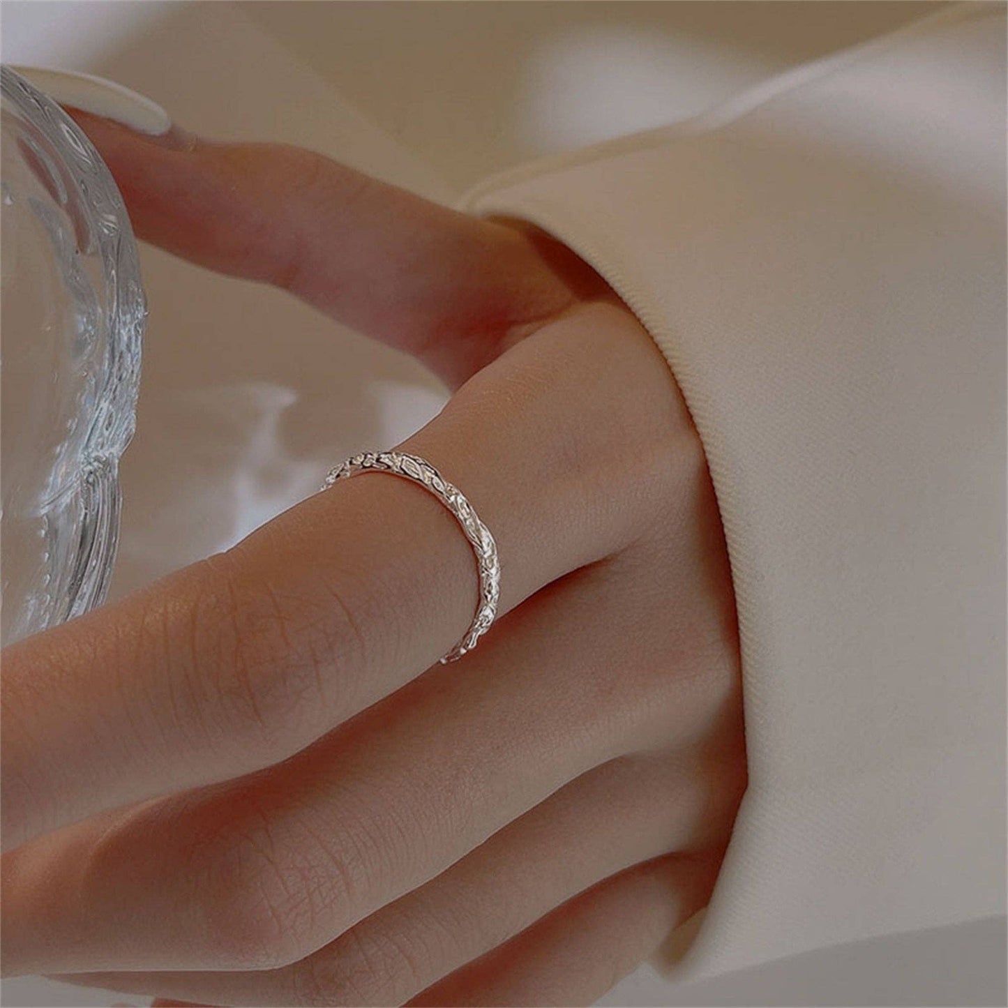 Twist Slim Thin Band Ring in 925 Sterling Silver