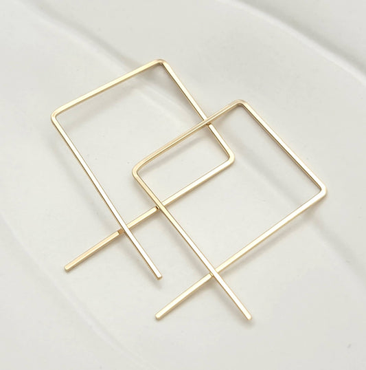 14 karat Gold Filled Square Threader Hoop Earrings