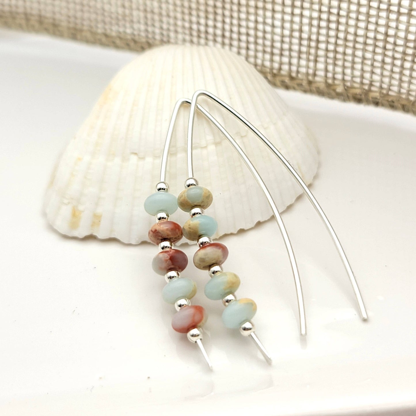 Light Blue Jasper Threader Earrings