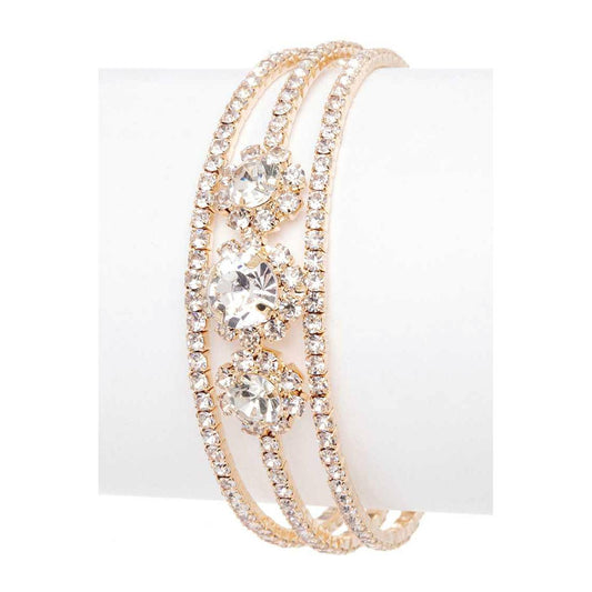 Rhinestone Flower Cuff Bracelet