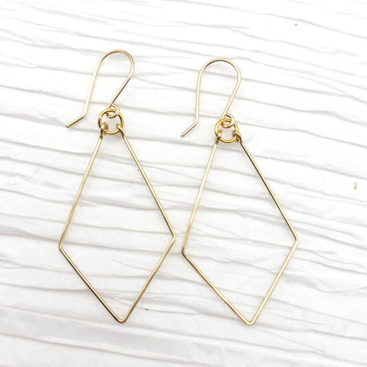 14k Gold Geometric Dangle Earrings