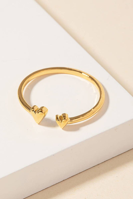 Delicate Double Heart Open Ring