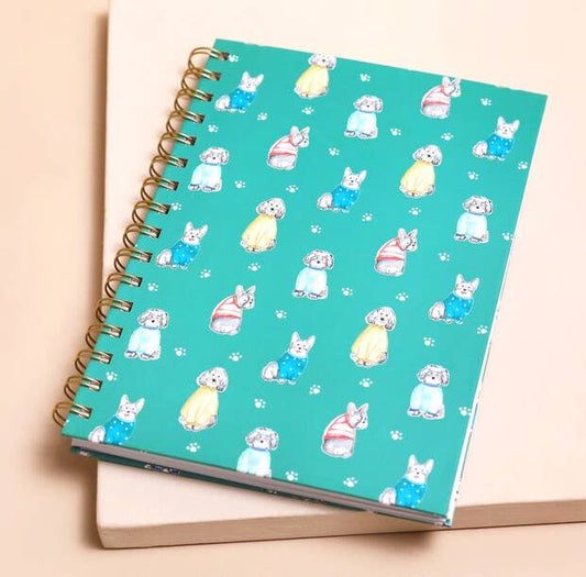 Teal Dog Print Notebook