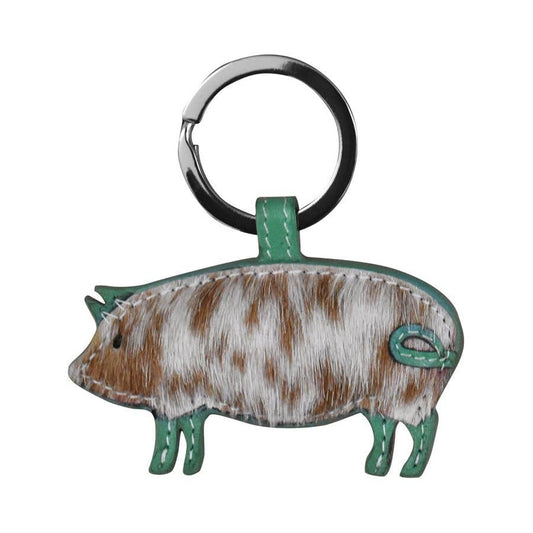 Pig Key Fob With Hair Accent