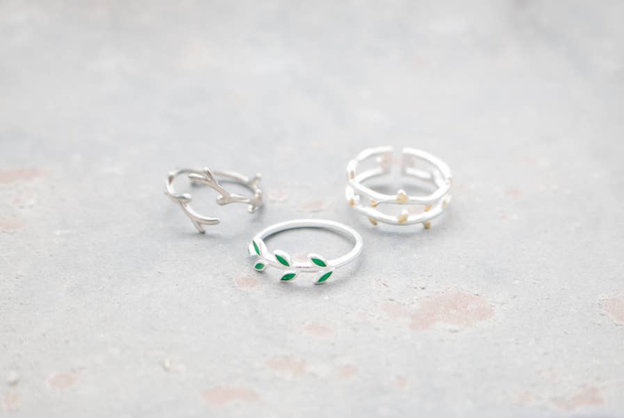 Minimalist Silver Vine Rings