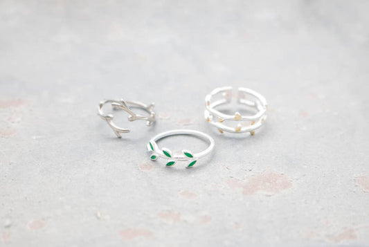 Minimalist Silver Vine Rings