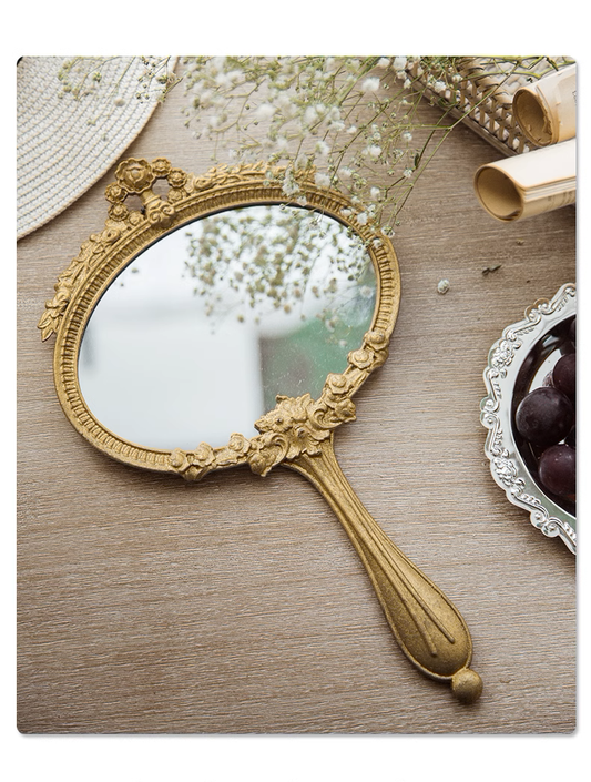 French Alloy Hand-Held Antique Style Mirror