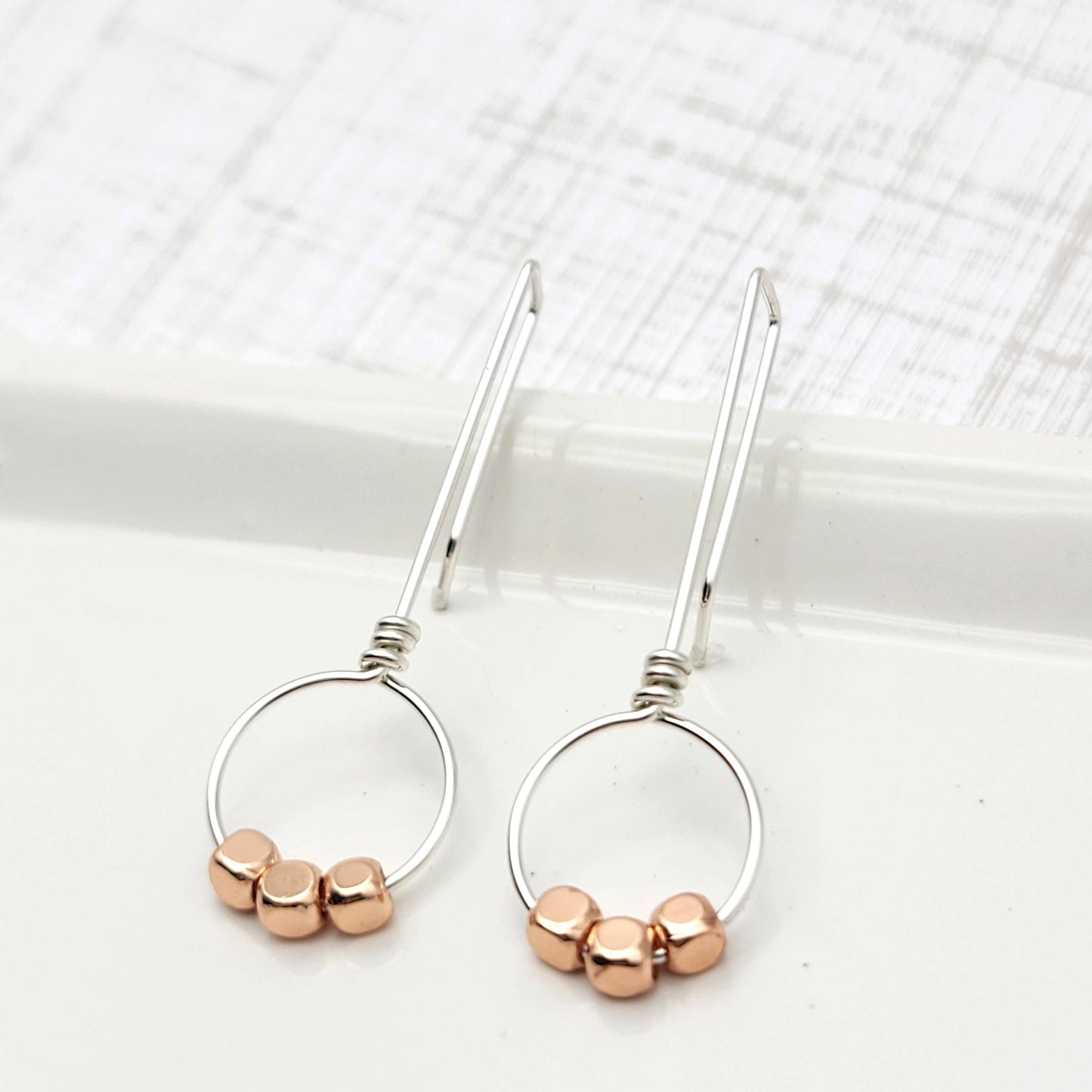 Silver and Copper Threader Earrings