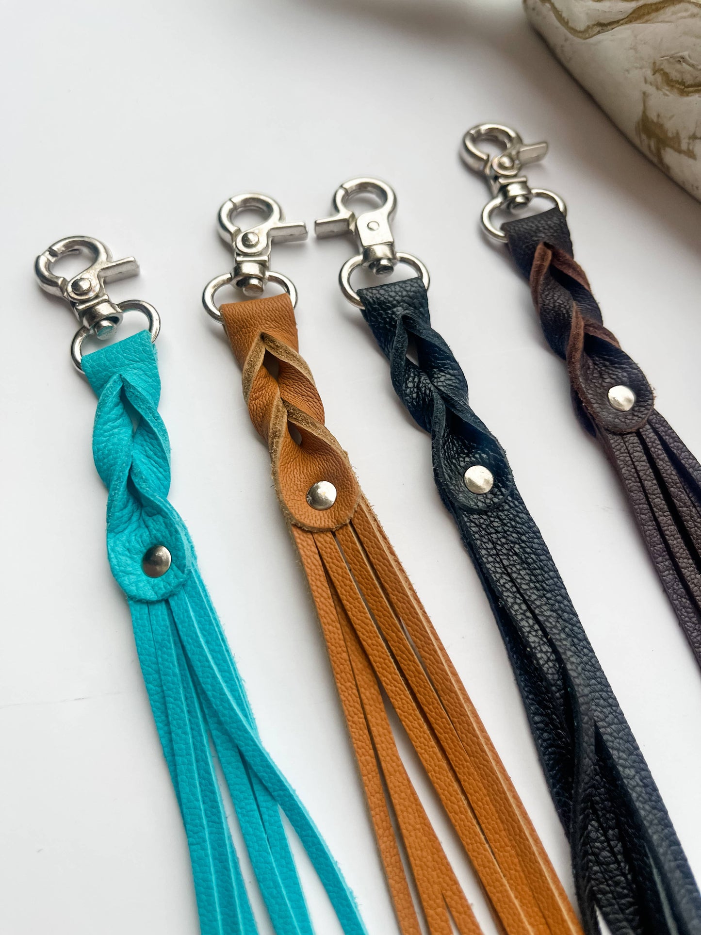 Western Leather Skinny Fringe Keychain - Tassel Keychain