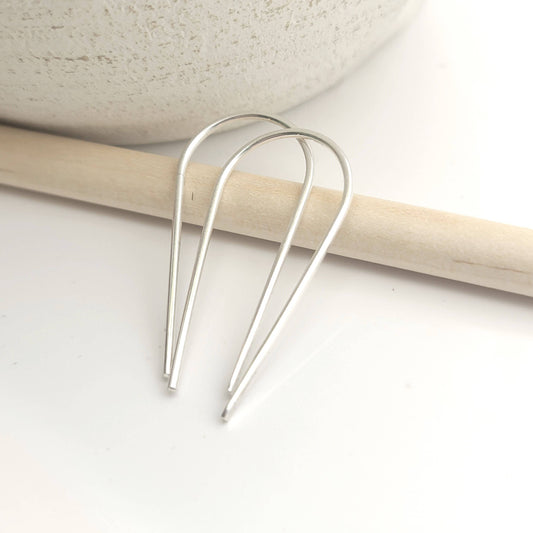 Modern Open Hoop Threader Earrings - Sterling Silver